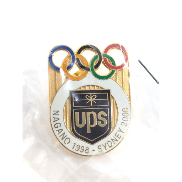 VTG UPS United Parcel Service Nagano 1998 - Sydney 2000 Olympic Rings Enamel Pin - Picture 5 of 5